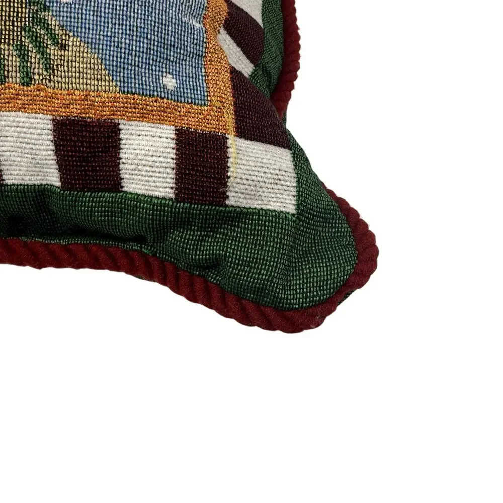 Holiday Vintage Tapestry Reindeer We Wish You A Merry Christmas Pillow Home Deco